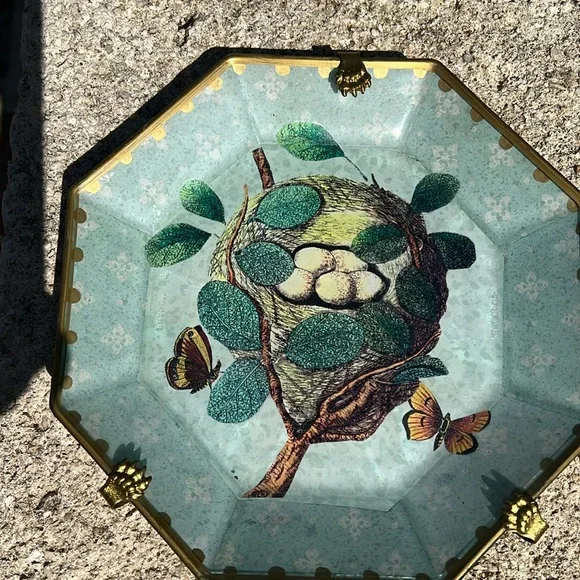 Three Charming Bird Nest Decorative Decoupage Plates